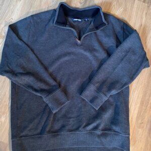 Lands End Adult Unisex Dark Gray Quarter Zip Fleece Pullover EUC XL